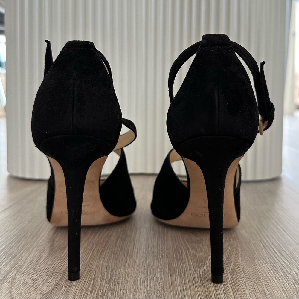 Authentic Jimmy Choo Black Suede Sandal Heels Emily 85 – Brand New! - Picture 11 of 11